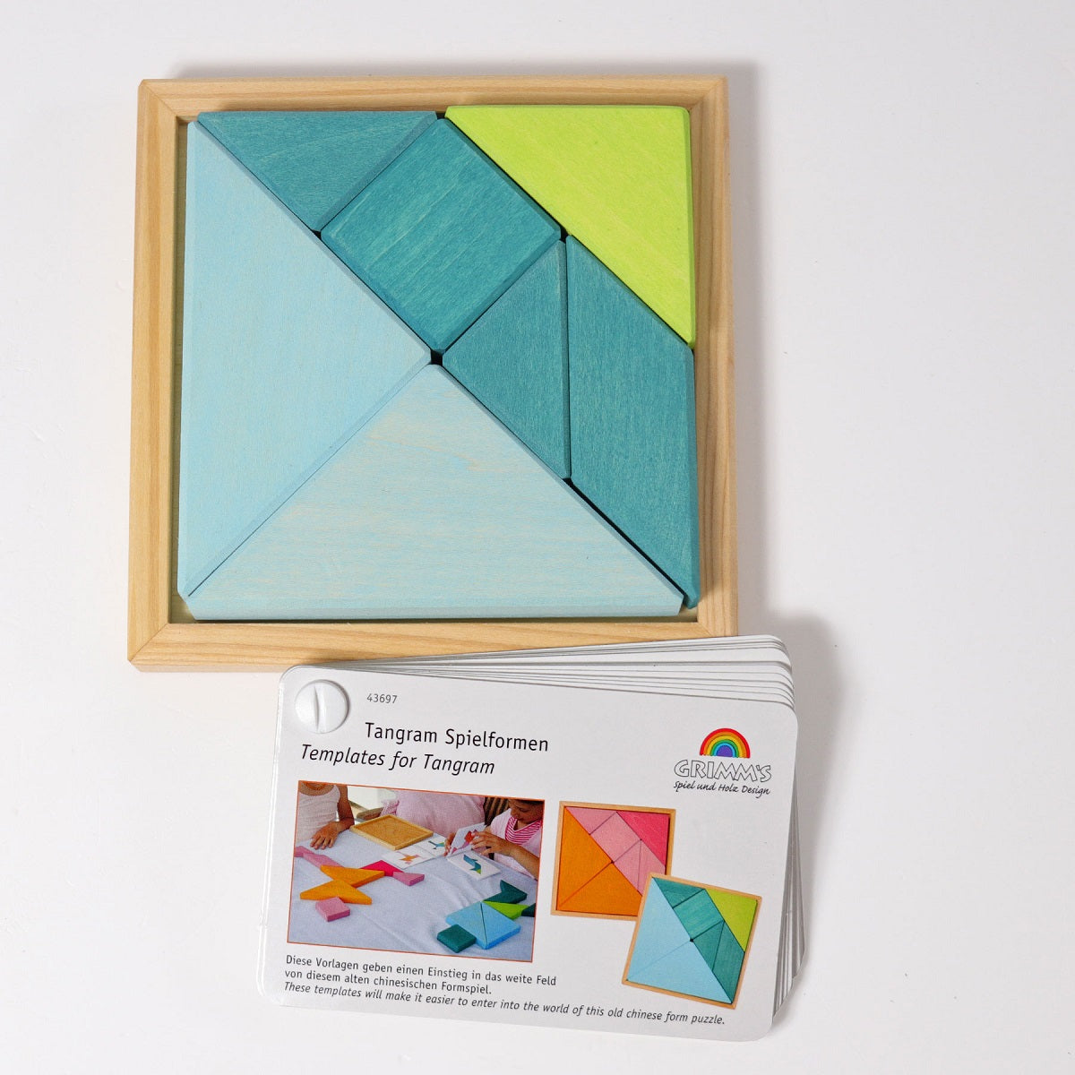Learning - Tangram, Blue-Green incl. Templates By Grimm's Spiel & Holz Design