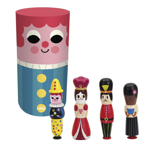 4 magnetic wooden figures By Vilac