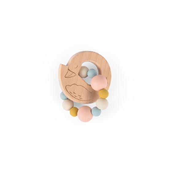 Petite Ecole de Danse - Swan Teething Ring Rattle By Moulin Roty