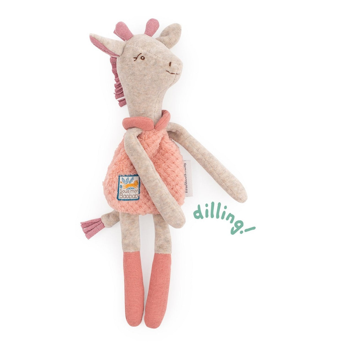 Sous Mon Baobab - Giraffe Rattle Soft Toy By Moulin Roty