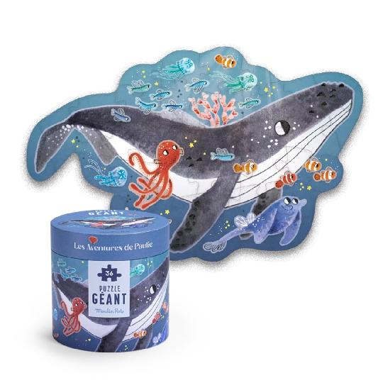 Aventures de Paulie - Whale Giant Puzzle 36 pcs By Moulin Roty