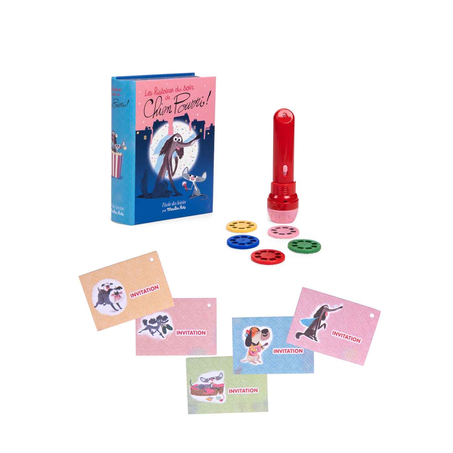 L'ecole des loisirs - Chien Pourri Storybook Torch Set  By Moulin Roty