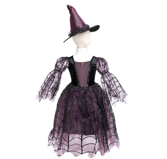 Amethyst the Spider Witch Dress 5-6 years with Hat by Great Pretenders