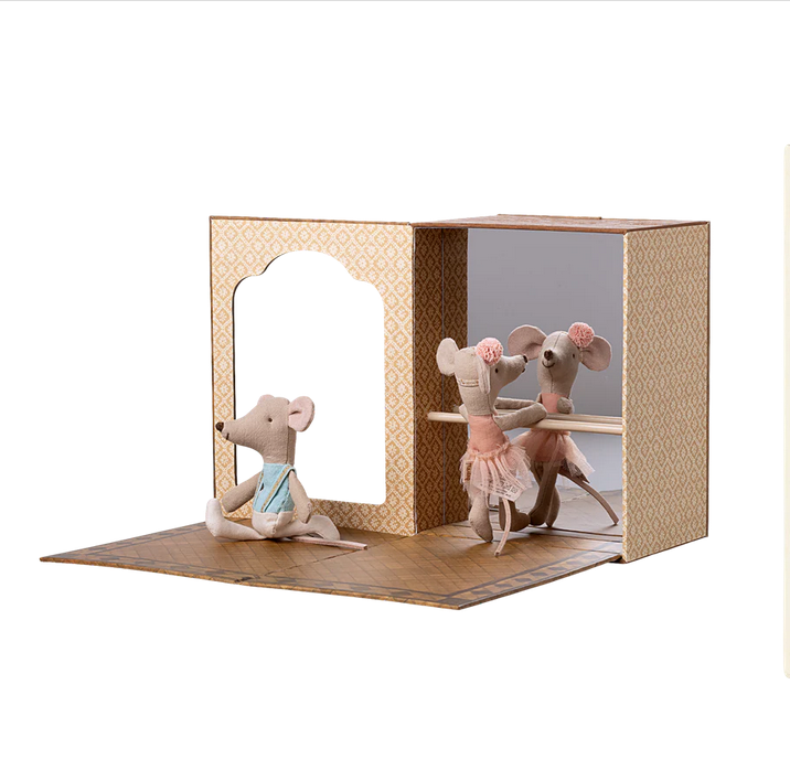 Ballet mice in dance studio, Little sister and brother by Maileg