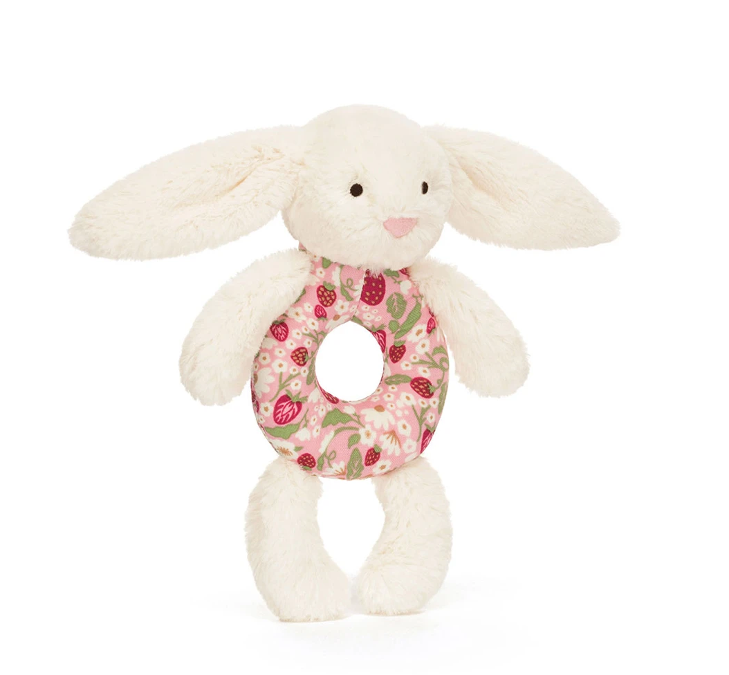 Bashful Cream Bunny "Berry" Ring Rattle by Jellycat