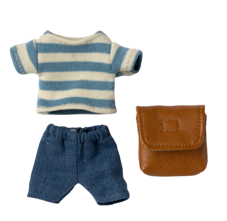 MAILEG - Clothes and bag, Big brother mouse - Brown