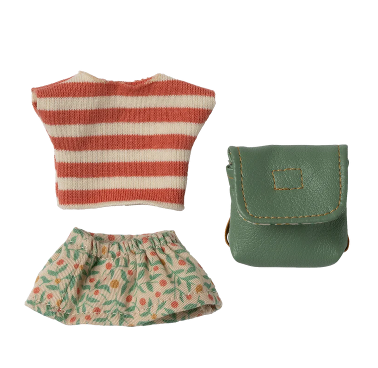 MAILEG - Clothes and bag, Big sister mouse - Green