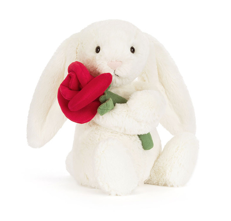 Cream Bunny with Rose by Jellycat