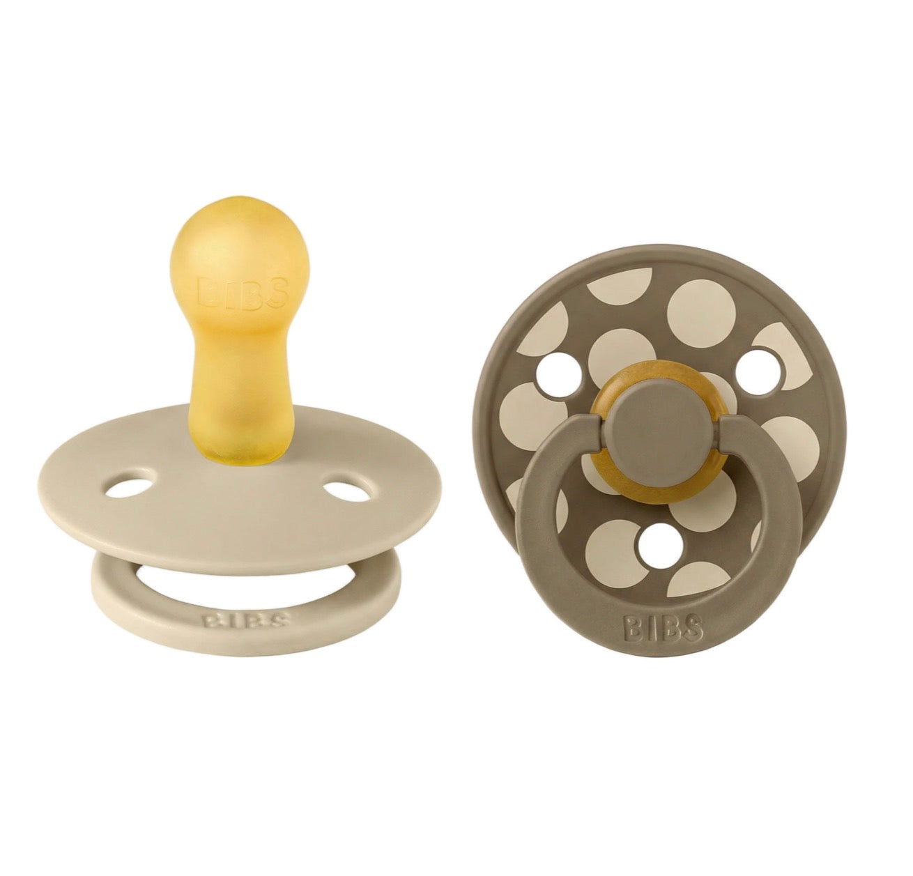 BIBS Pacifier Studio Colour 2 PACK Polka Vanilla/Dark Oak