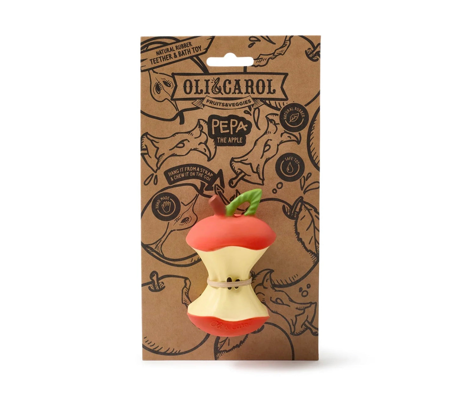 Oli & Carol: Pepa the Apple Natural Rubber Teether & Bath Toy - Ages 0+ by Oli & Carol
