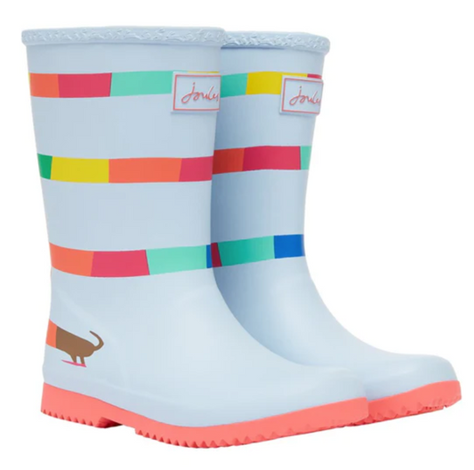 Joules Roll Up Waterproof Rain Boot Rainbow Dog