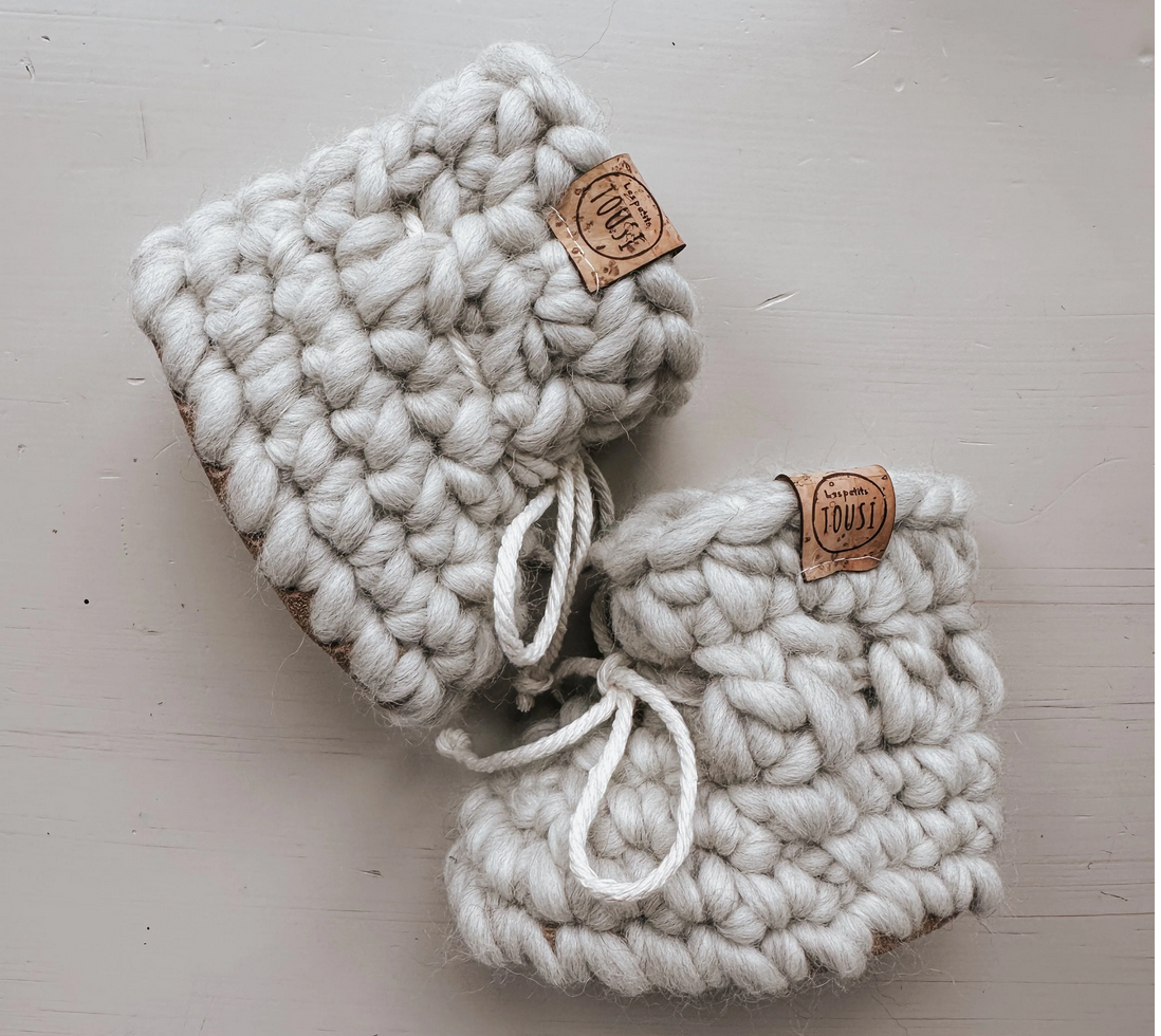 Les petits Tousi - Wool booties - Coconut