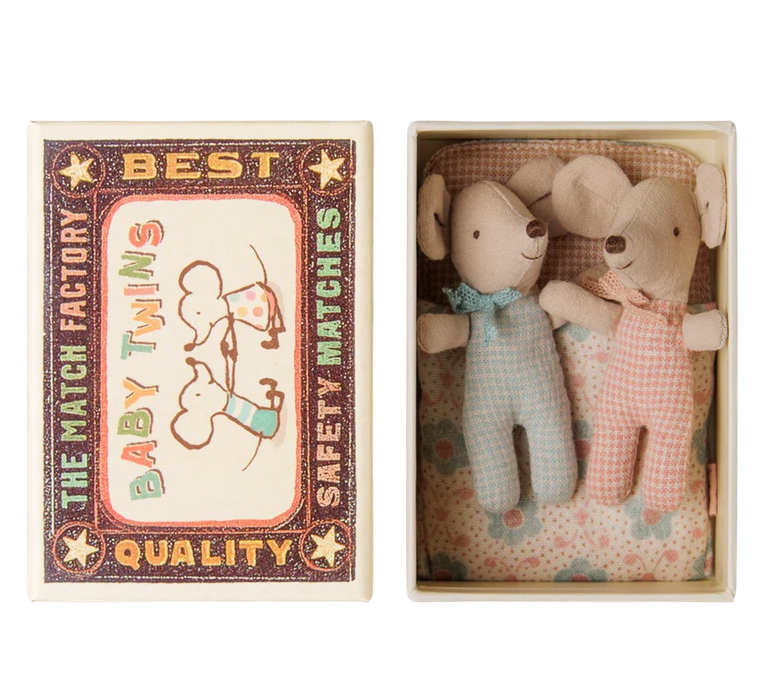 Maileg Twins, Baby mice Checker in matchbox