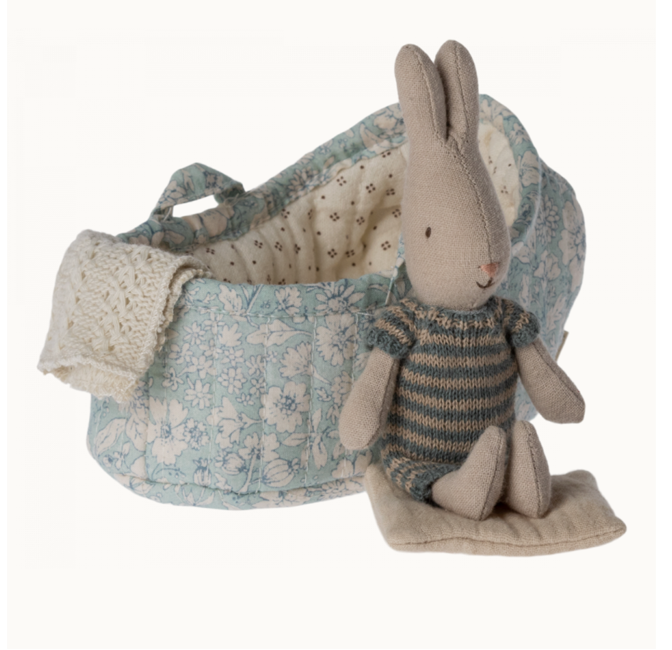 Rabbit in carry cot , Blue by Maileg