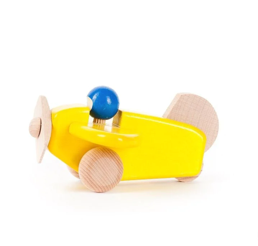 Small Wooden Plane Yellow by Bajo