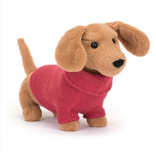 Sweater Sausage Dog Pink by Jellycat