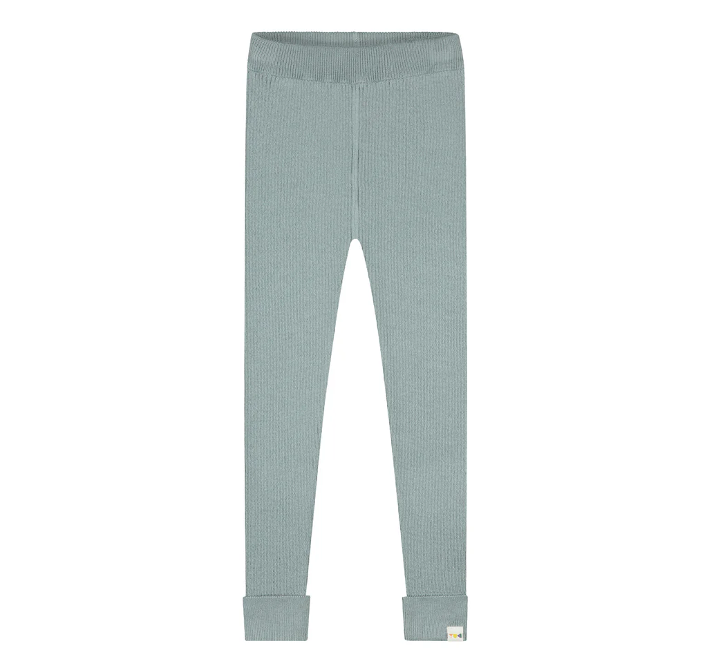 YUKI Knitted Leggings Fine Rib - Whale Blue