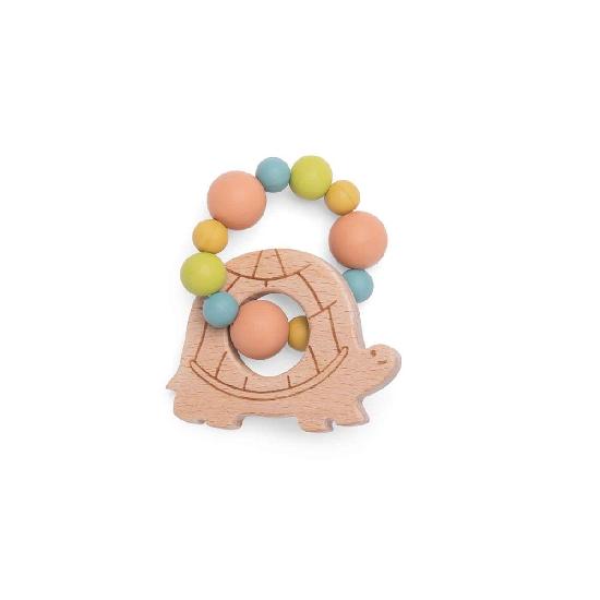 Trois Petits Lapins - Turtle Teething Ring Rattle By Moulin Roty