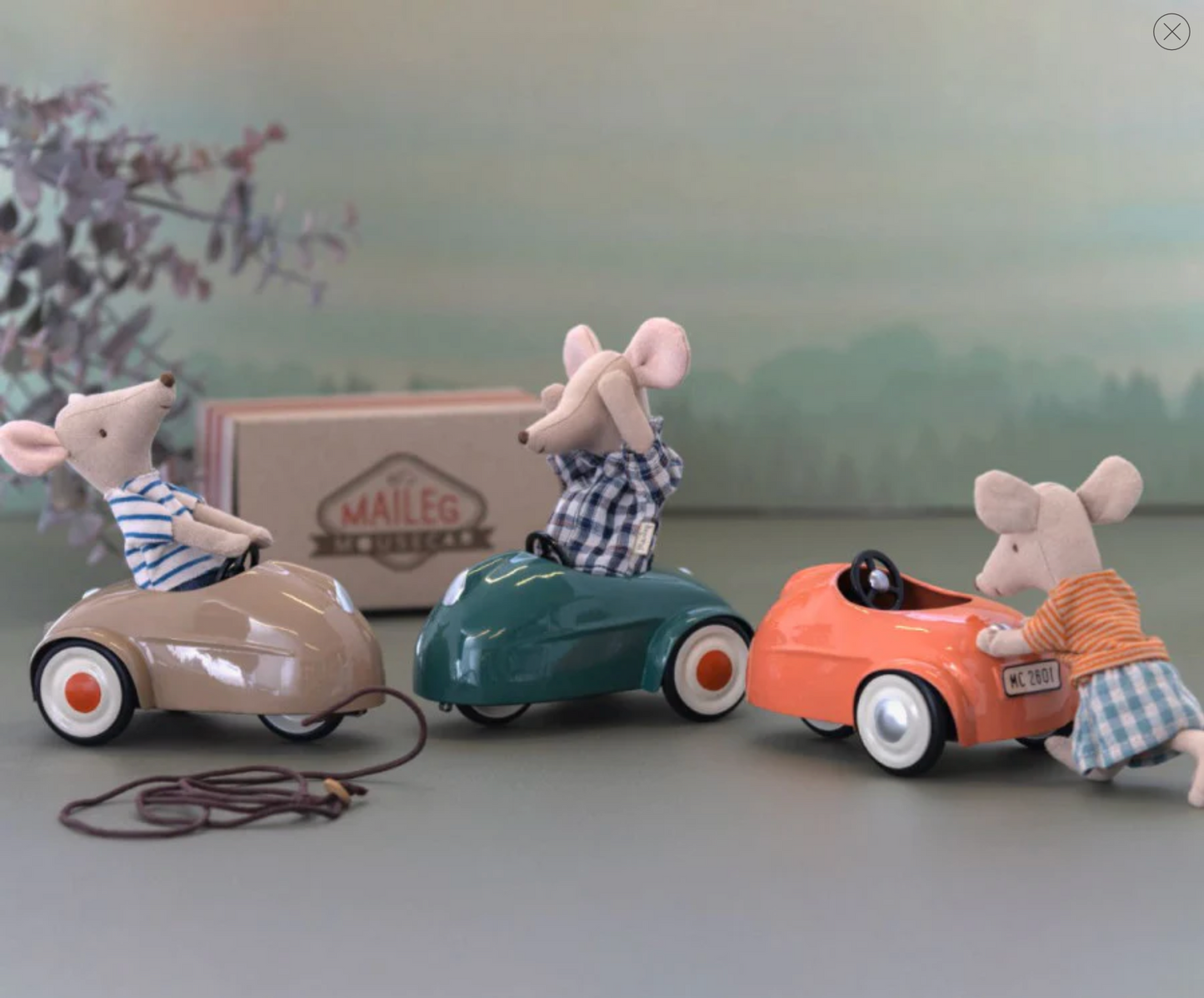 MAILEG Mouse Car - Dark Green