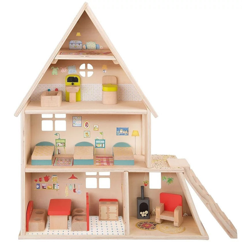 Doll House with Furniture by Moulin Roty