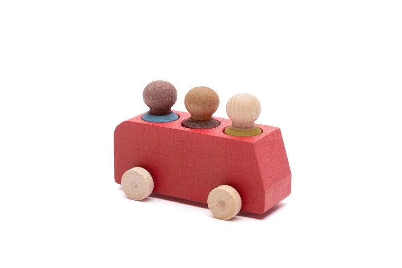Bus Red with 3 Figures By Lubulona