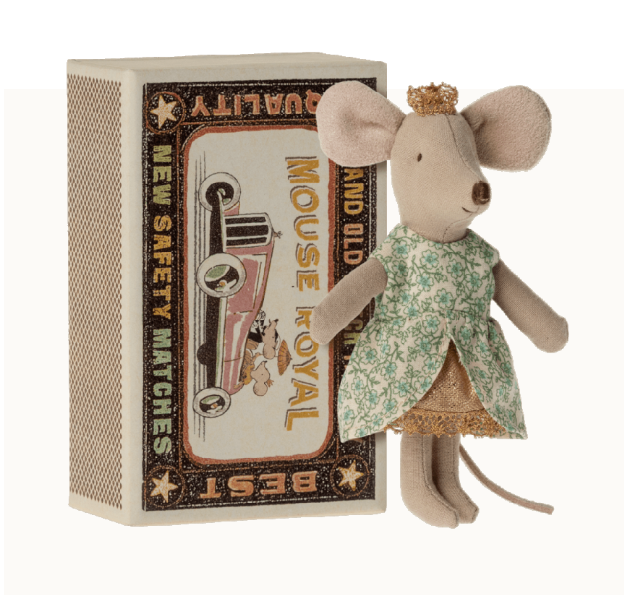 Maileg Princess mouse, Little sister in matchbox