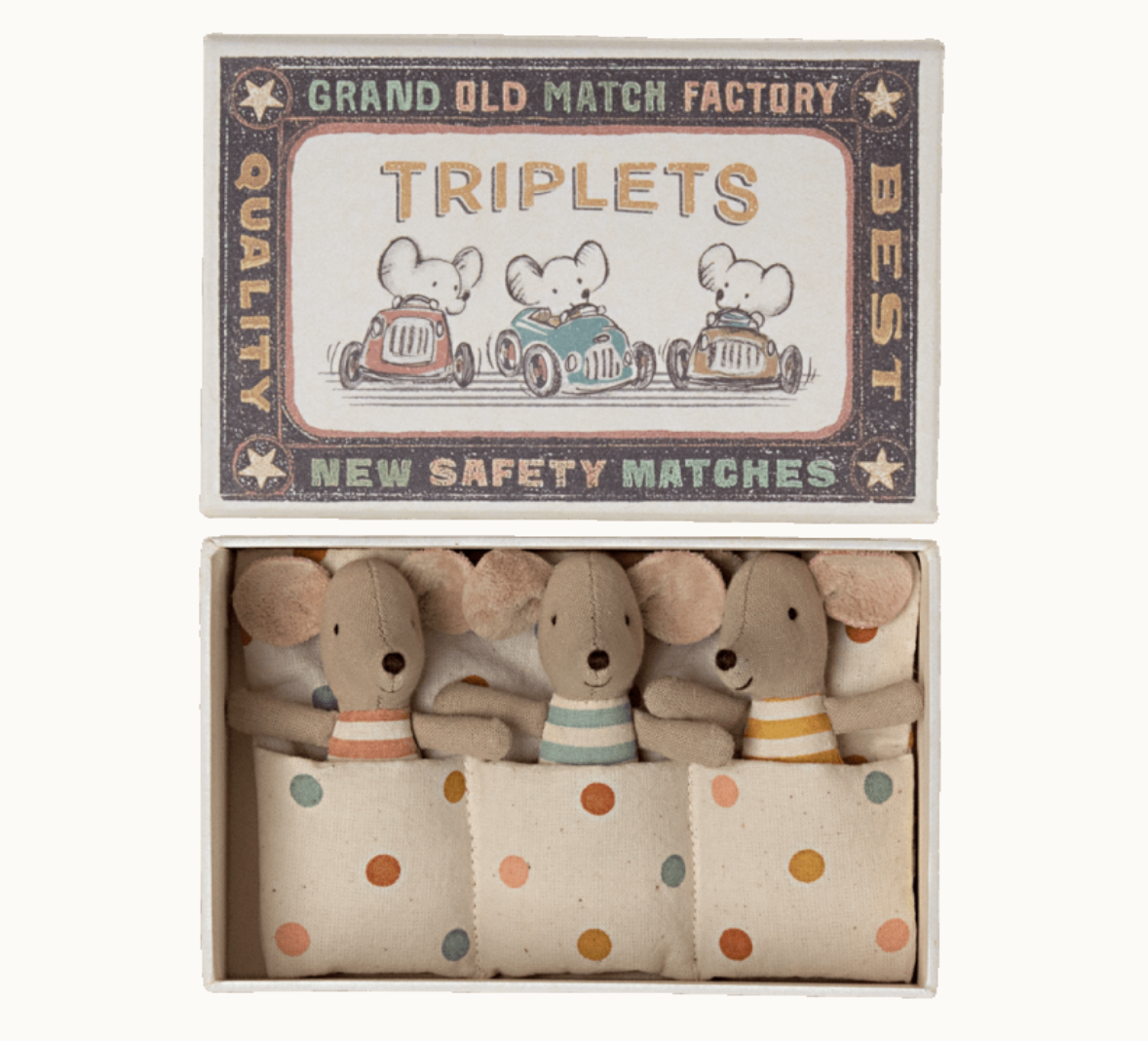 Maileg Triplets, Baby mice in matchbox