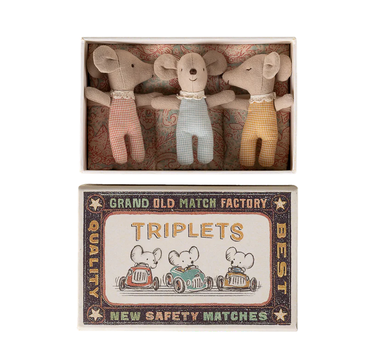 2026 Triplets, Baby mice in matchbox by Maileg