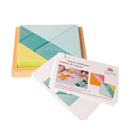 Learning - Tangram, Blue-Green incl. Templates By Grimm's Spiel & Holz Design