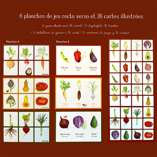 Le Jardinier - Vegetable Loto (bingo) & Memory Game  By Moulin Roty