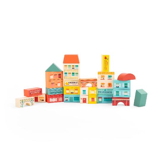 Avenue Du Moulin - Village Building Blocks 34 pcs By Moulin Roty