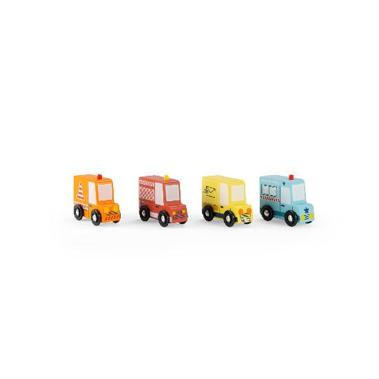 Avenue Du Moulin - Set of 4 Wooden Trucks By Moulin Roty