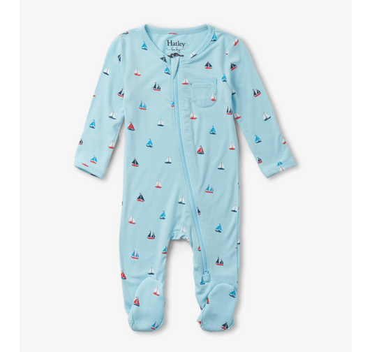 Hatley Baby Boys Tiny Sailboats Footed Sleeper