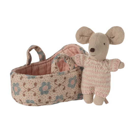 Baby mouse in carry cot - Rose  by Maileg