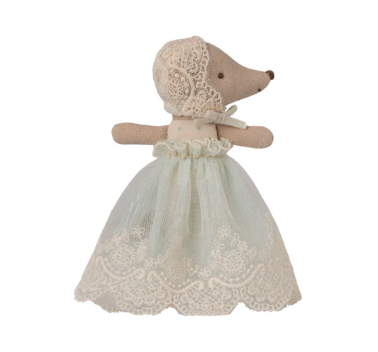 Baby mouse in gown Mint-   by Maileg