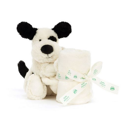 Bashful Black & Cream Puppy Soother by Jellycat