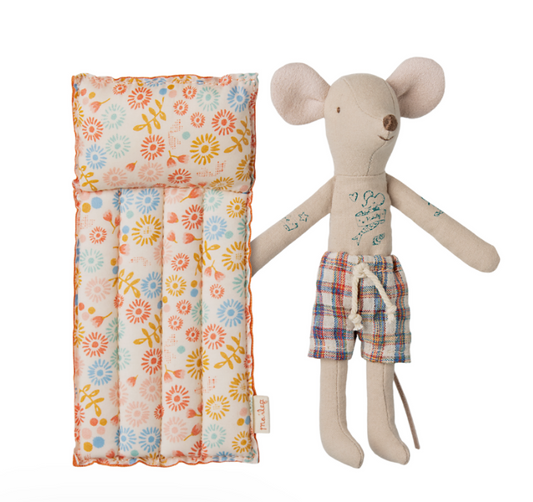 Beach mouse with air mattress, Dad - Flower by Maileg