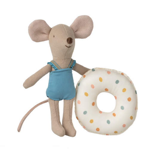 Beach mouse with float, Little sister - Multi dot by Maileg