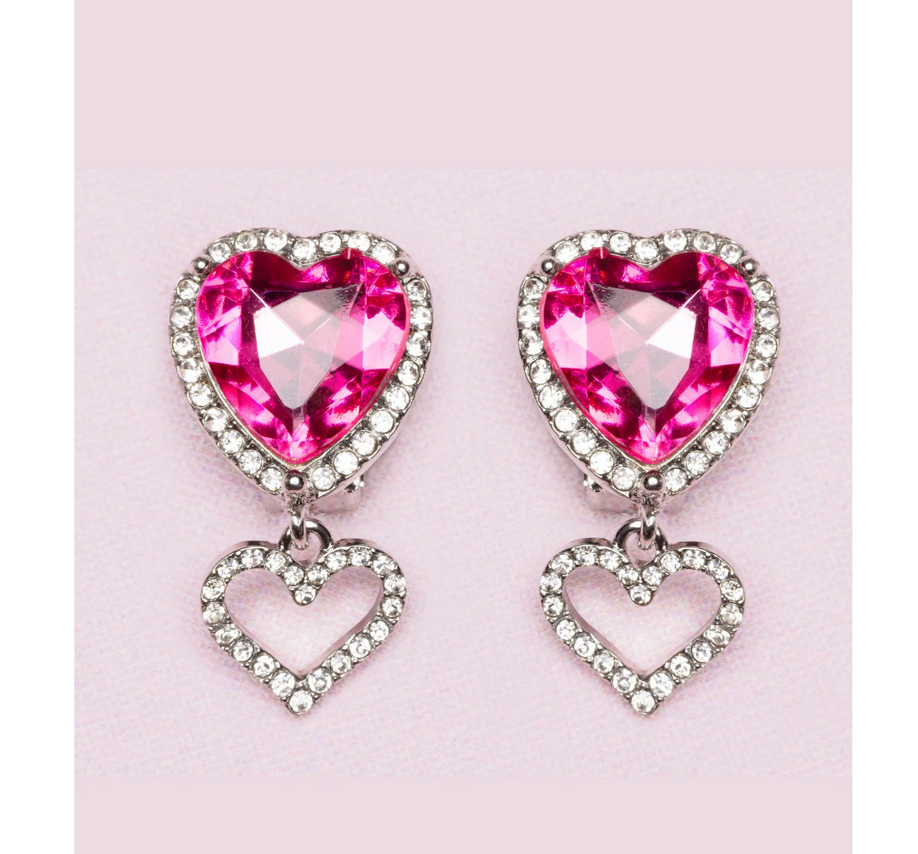 Boutique Heart Jewel Clip On Earrings