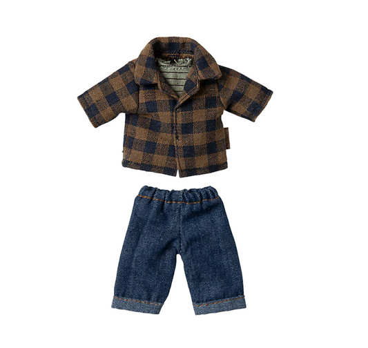 Brown checked shirt and pants, Dad mouse by Maileg
