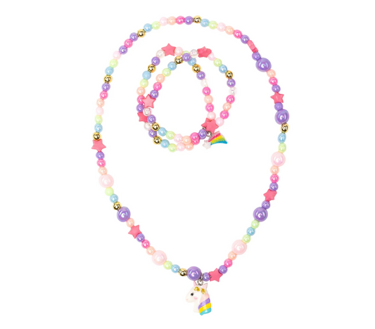 Cheerful Starry Unicorn Necklace Bracelet Set