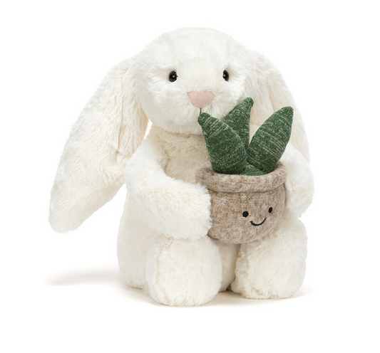 Cream Bunny with Plant by Jellycat