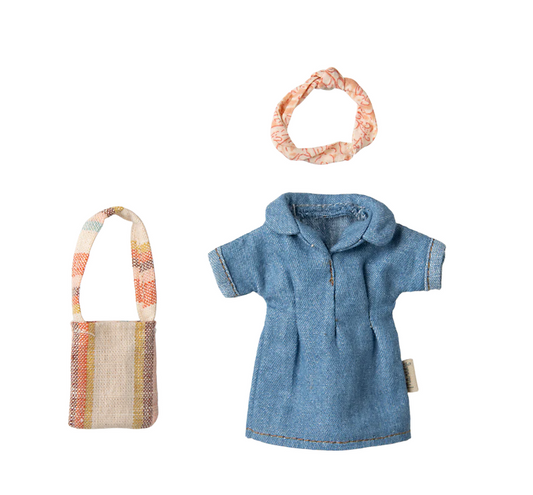 Denim dress and bag, Mum mouse by Maileg