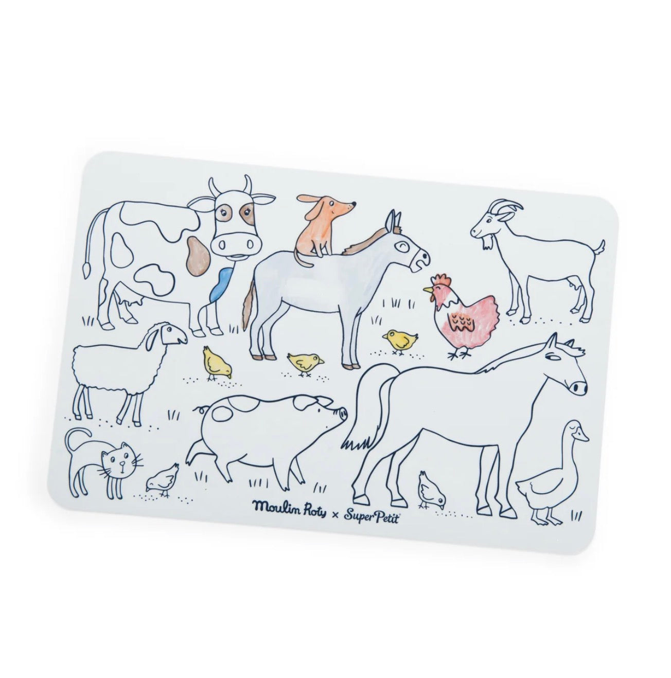 AUJOURD' HUI... - MINI SILICONE COLOURING MAT WITH PENS by Moulin Roty