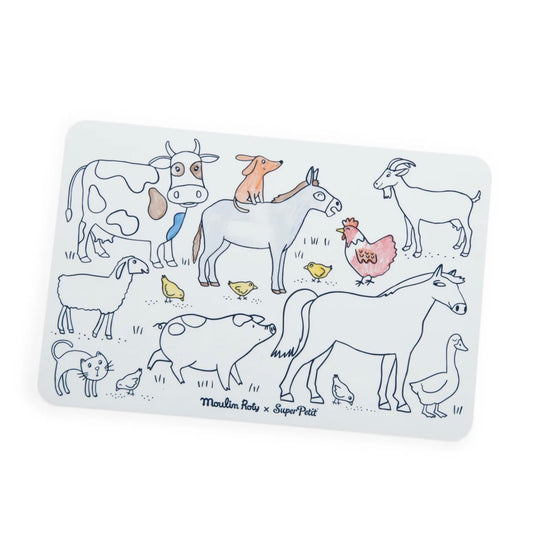 AUJOURD' HUI... - MINI SILICONE COLOURING MAT WITH PENS by Moulin Roty