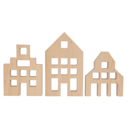 Building - Houses Set 3 pcs By Papoose Toys