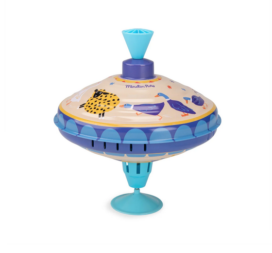 Jouets Metal - Spinning Top Farm Animals , Large By Moulin Roty (