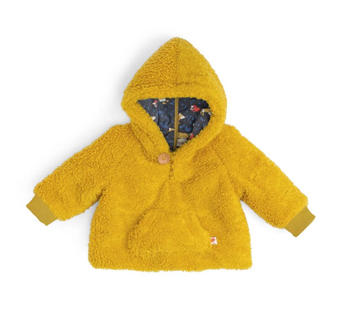 KARL Faux Fur Sherpa Coat with Hood by Moulin Roty