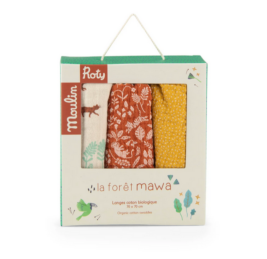 La Foret Mawa - Set of 3 Muslin Squares by Moulin Roty
