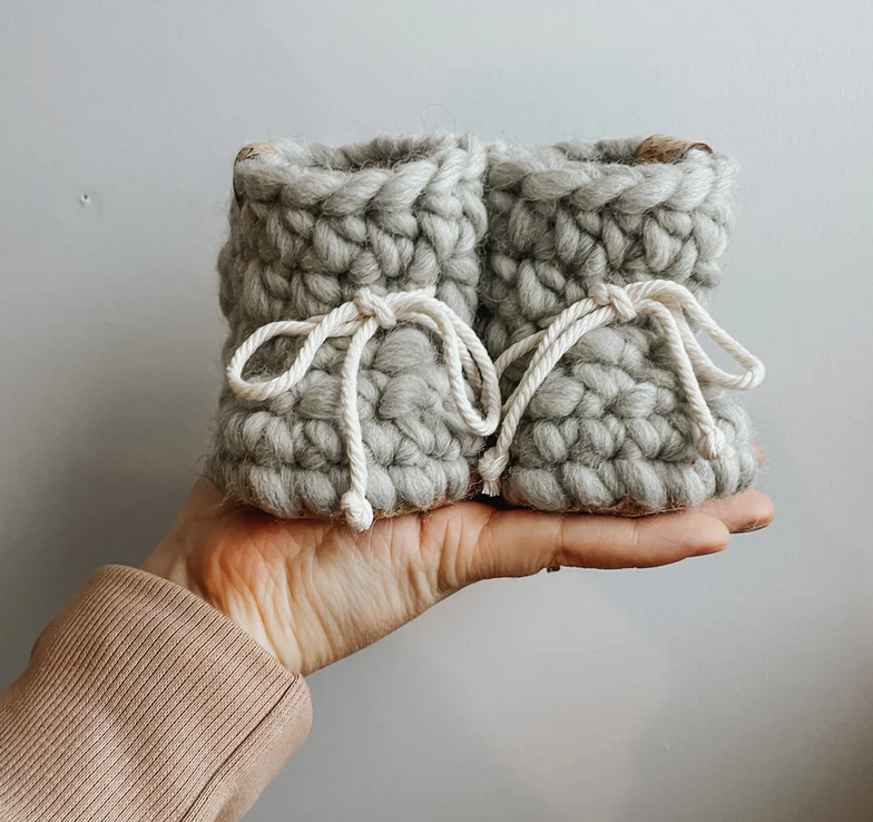 Les petits Tousi - Wool booties - Mist